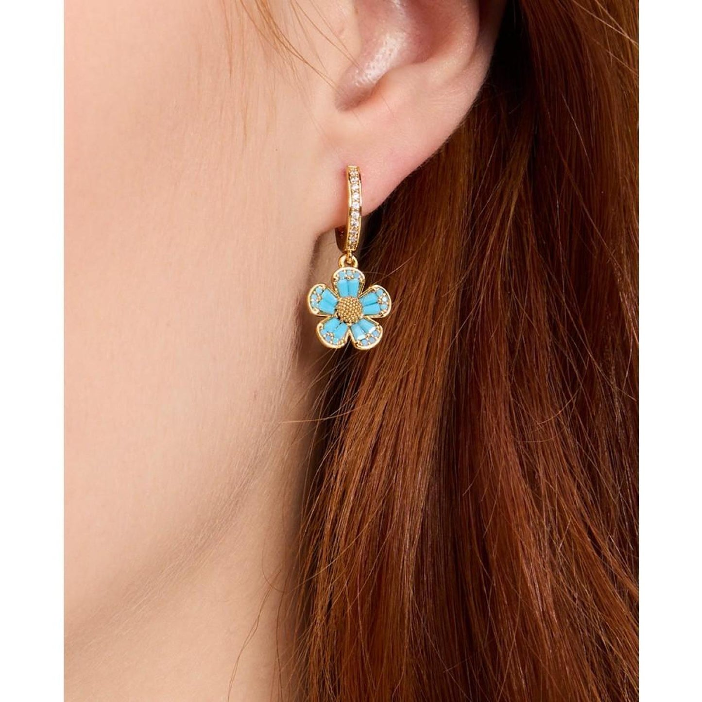 Gold-Tone Fleurette Huggie Drop Earrings