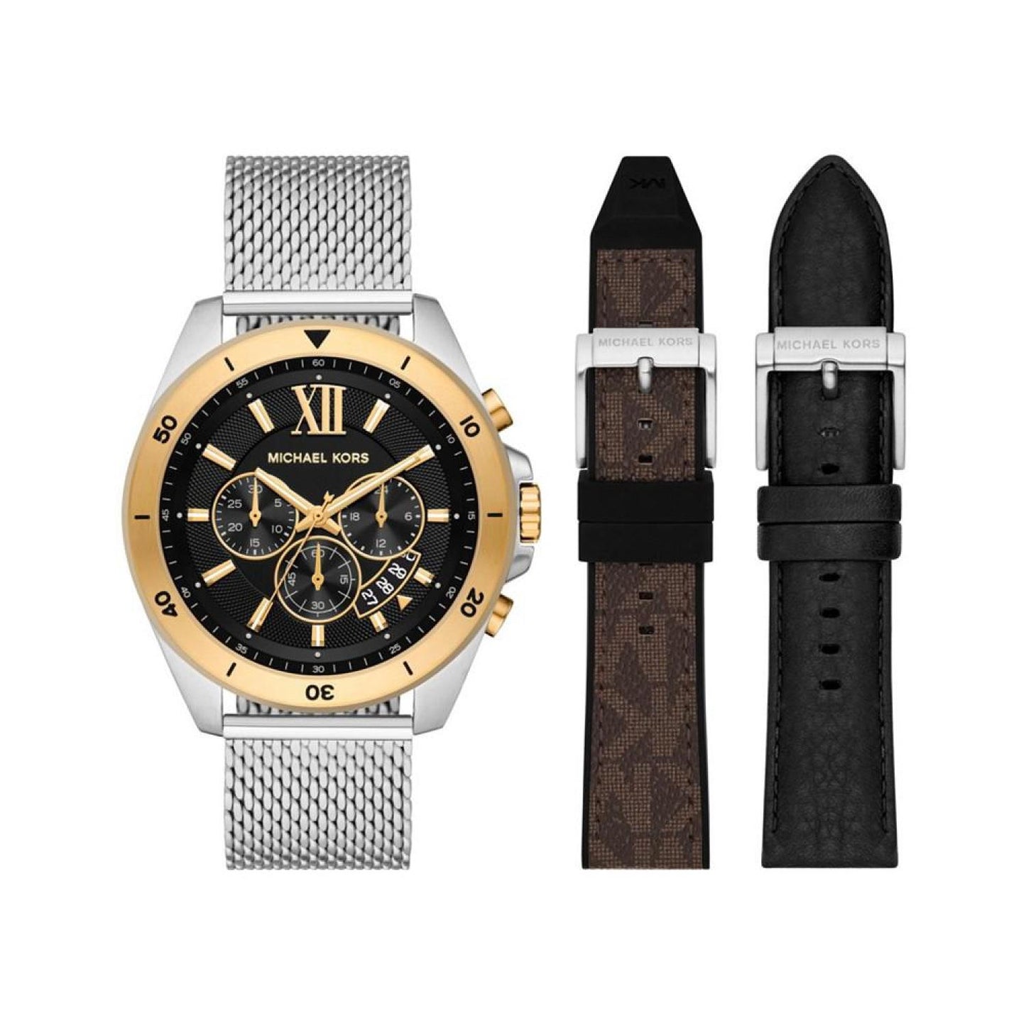 Men's Brecken Chronograph Stainless Steel Mesh Bracelet Watch and Interchangeable Strap Set 45mm