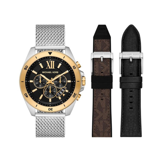 Men's Brecken Chronograph Stainless Steel Mesh Bracelet Watch and Interchangeable Strap Set 45mm