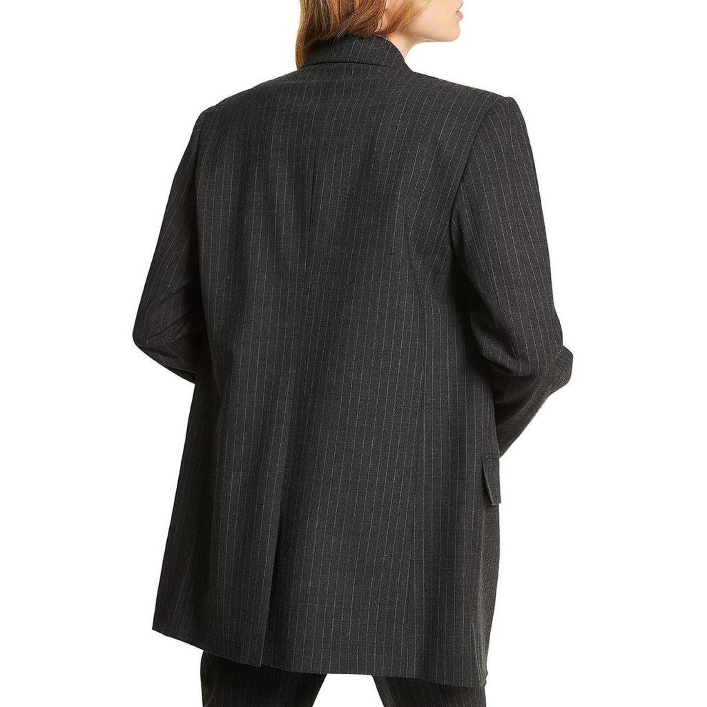 Womens Wool Blend Pinstripe Double-Breasted Blazer