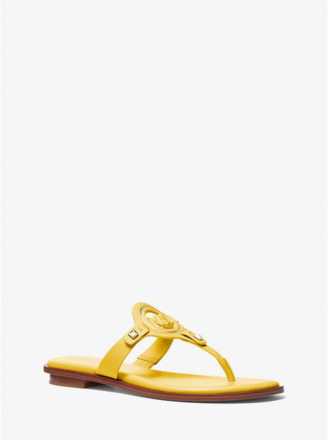 Aubrey Cutout Leather T-Strap Sandal