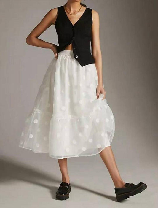 Tulle Midi Skirt in Snowflake Dot