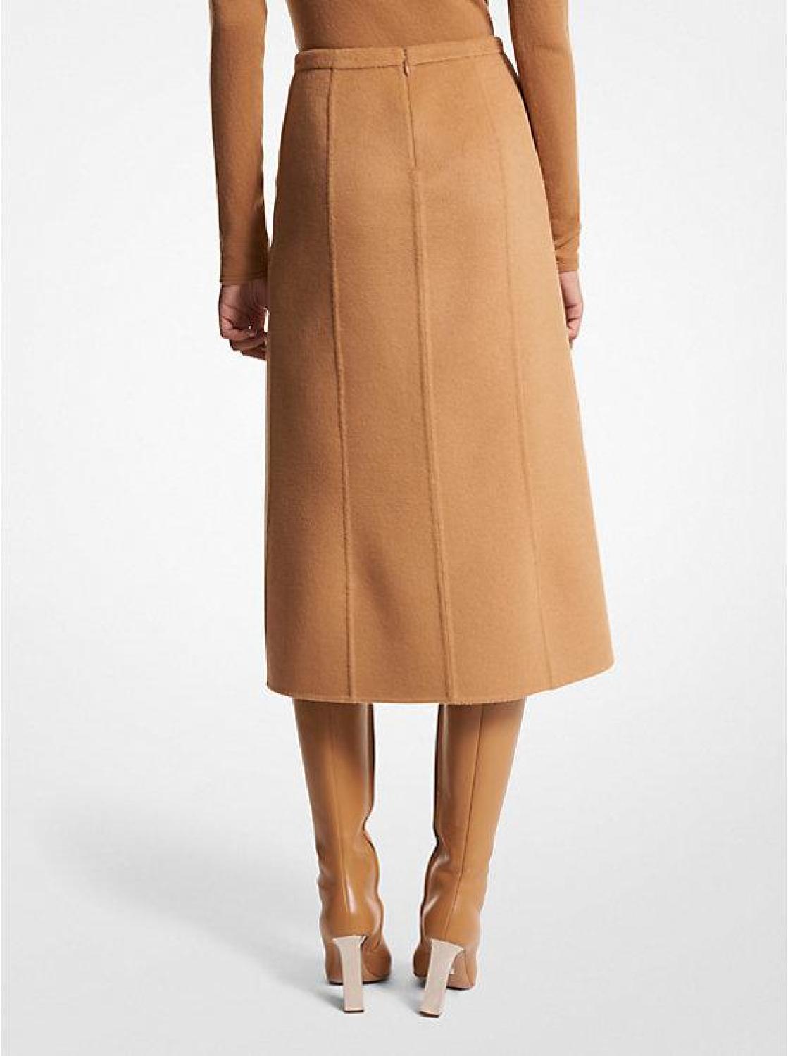 Double Faced Wool Melton Slit Skirt