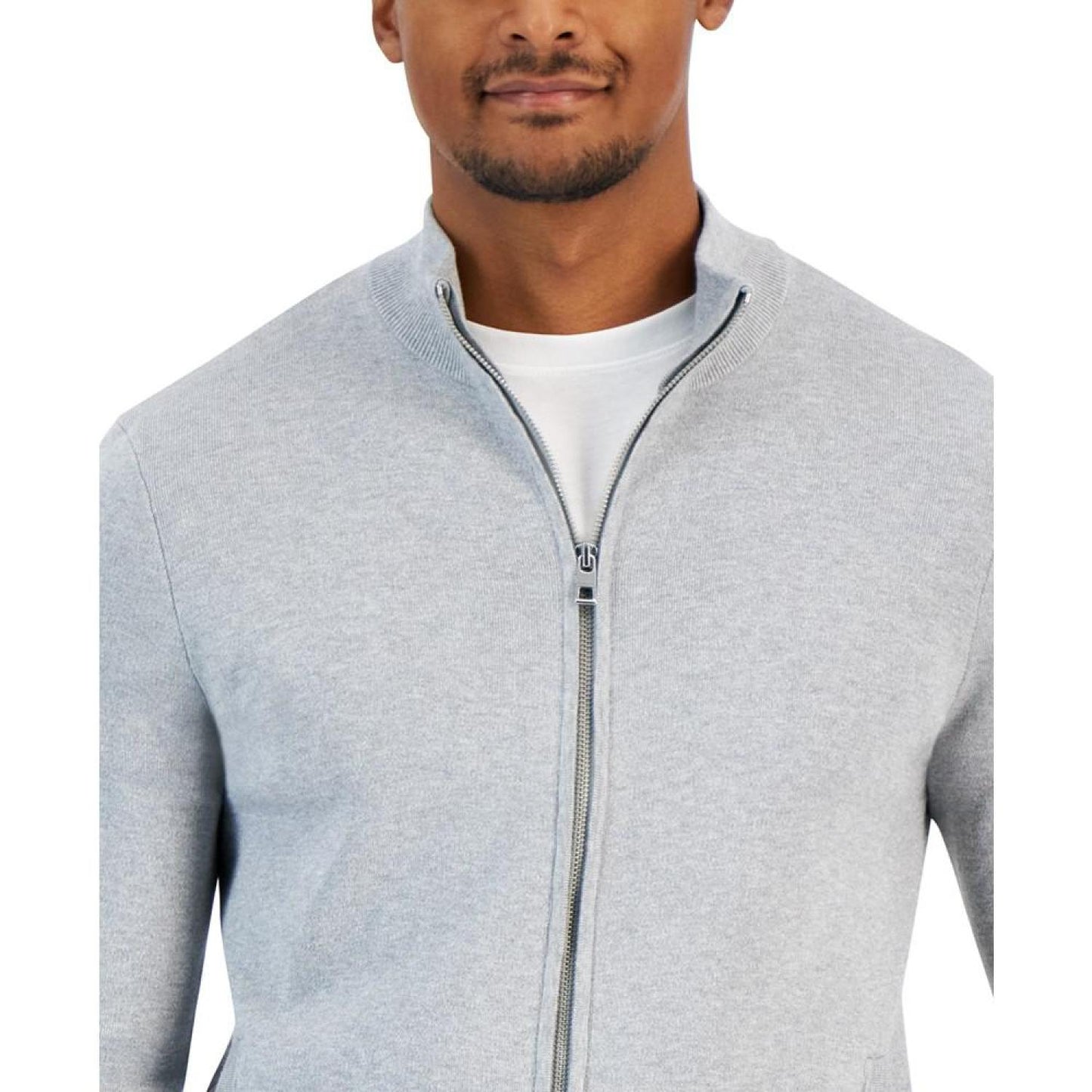 Men's Double Knit Zip-Front Sweater Jacket