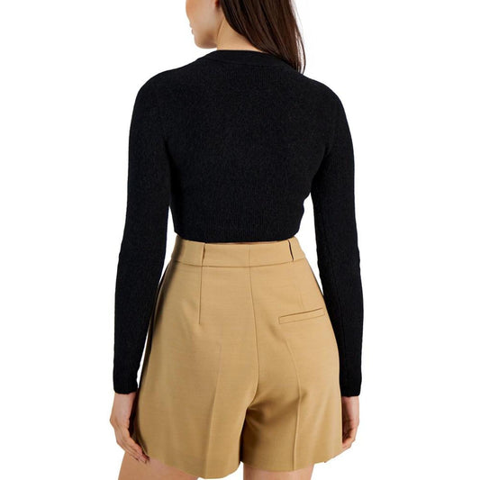 Women's Slim-Fit Ribbed Crewneck Cropped Sweater