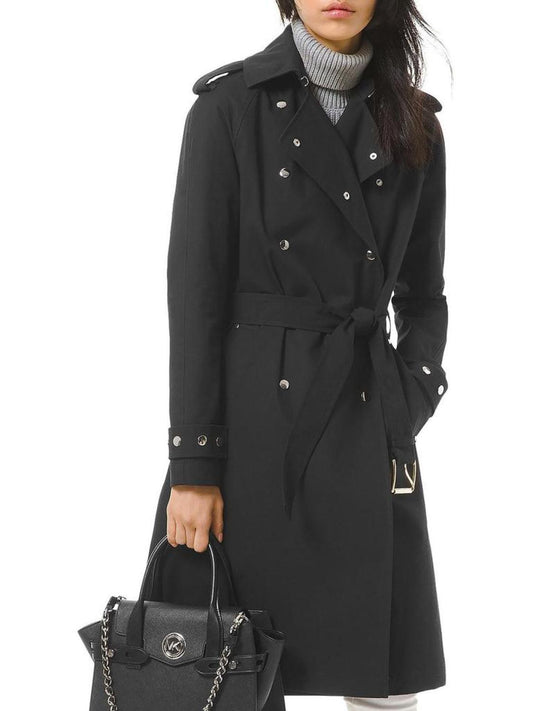 Womens Double-Breasted Long Trench Coat