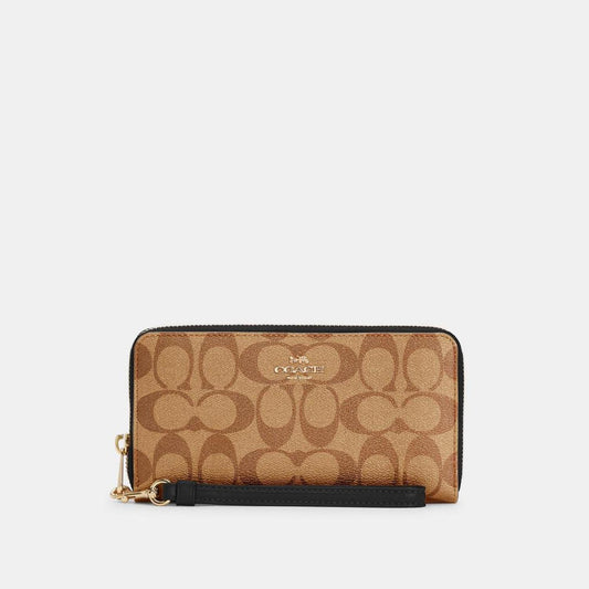 Coach Outlet Long Zip Around Wallet In Signature Canvas