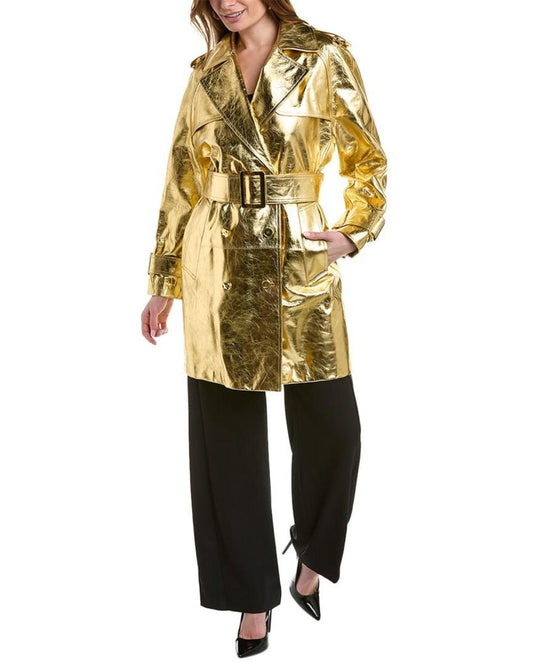 Michael Kors Collection Metallic Leather Trench Coat