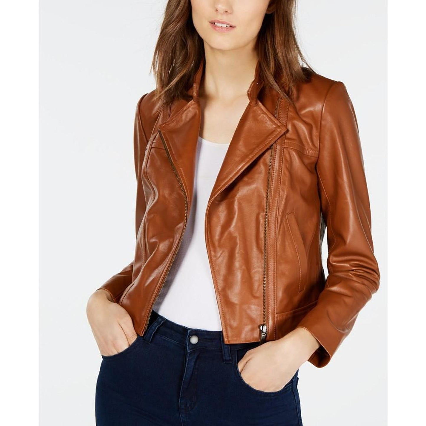 Petite Leather Moto Jacket