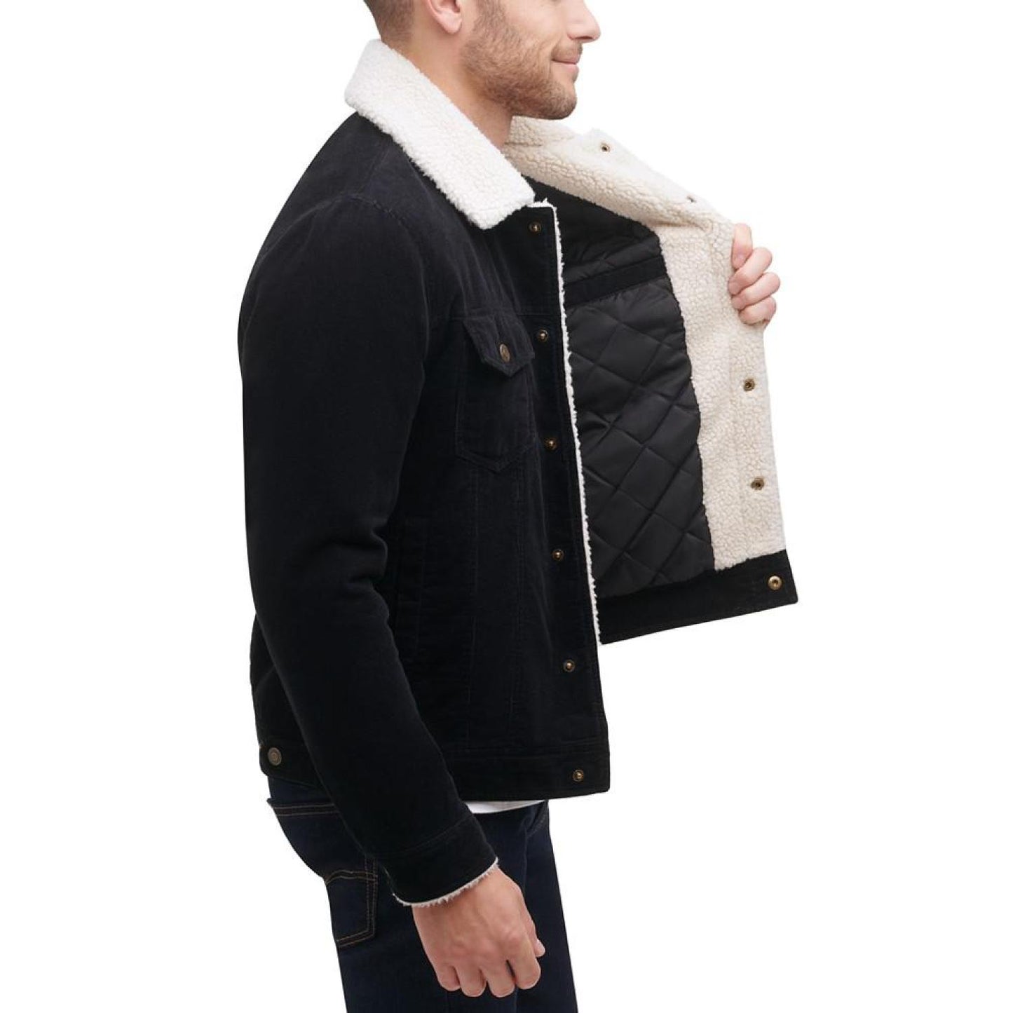 Men's Corduroy Bomber Jacket with Sherpa Collar