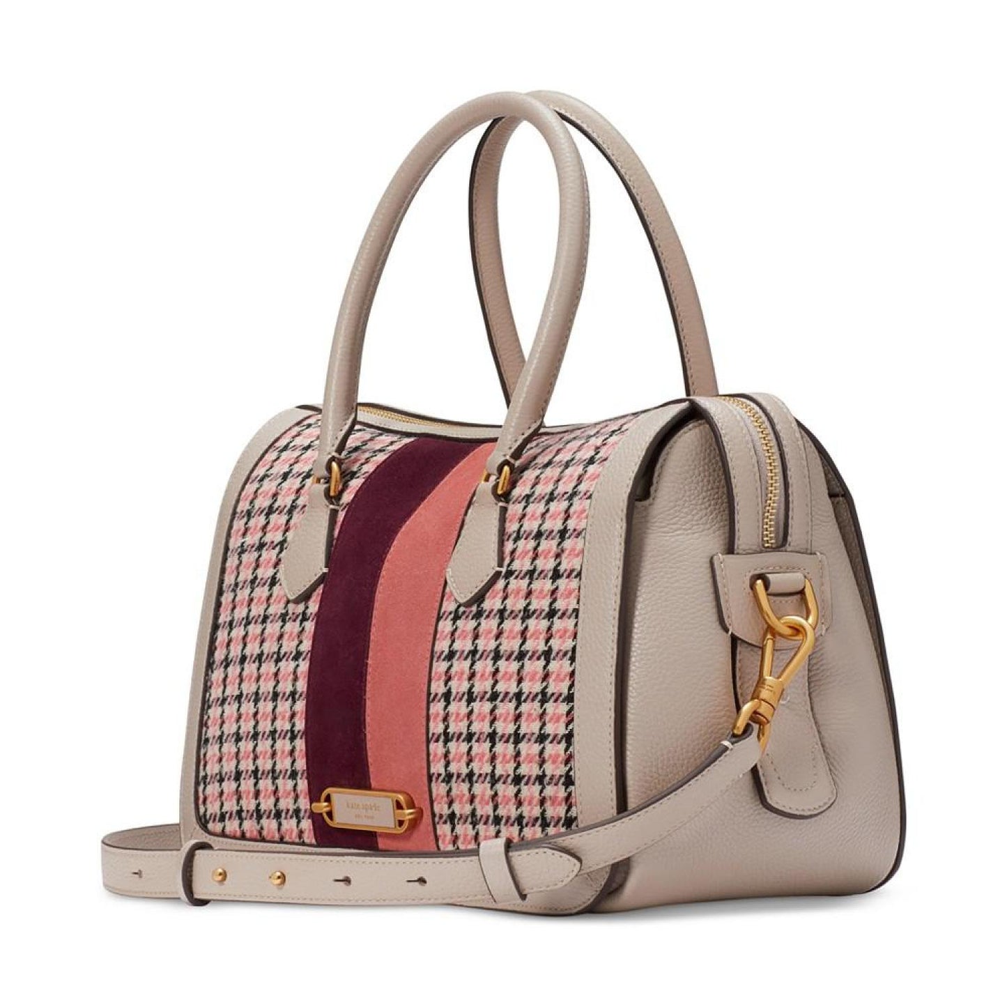 Gramercy Racing Stripe Plaid Twill Fabric Small Satchel