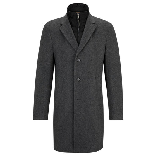 Wool-blend coat with zip-up inner