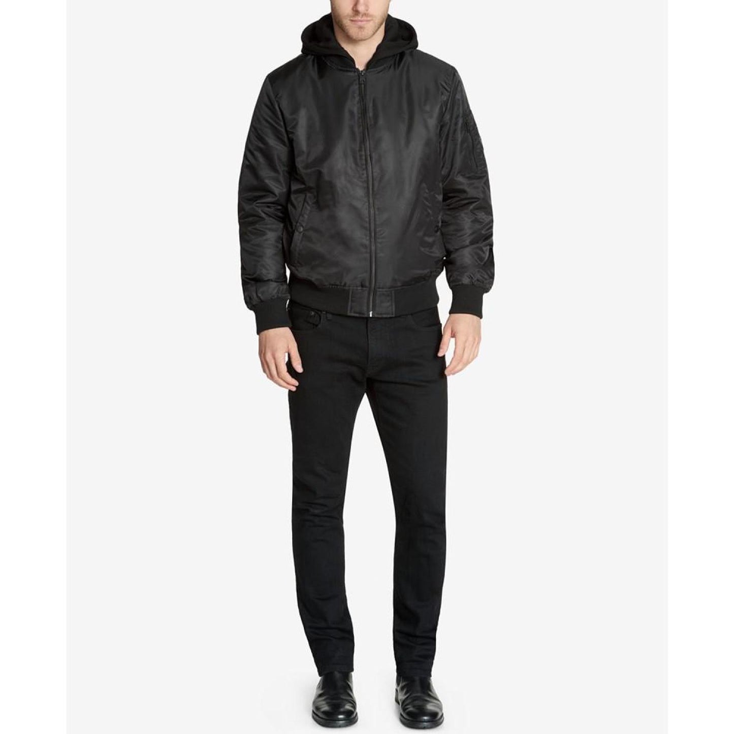 Men's Bomber Jacket with Removable Hooded Inset