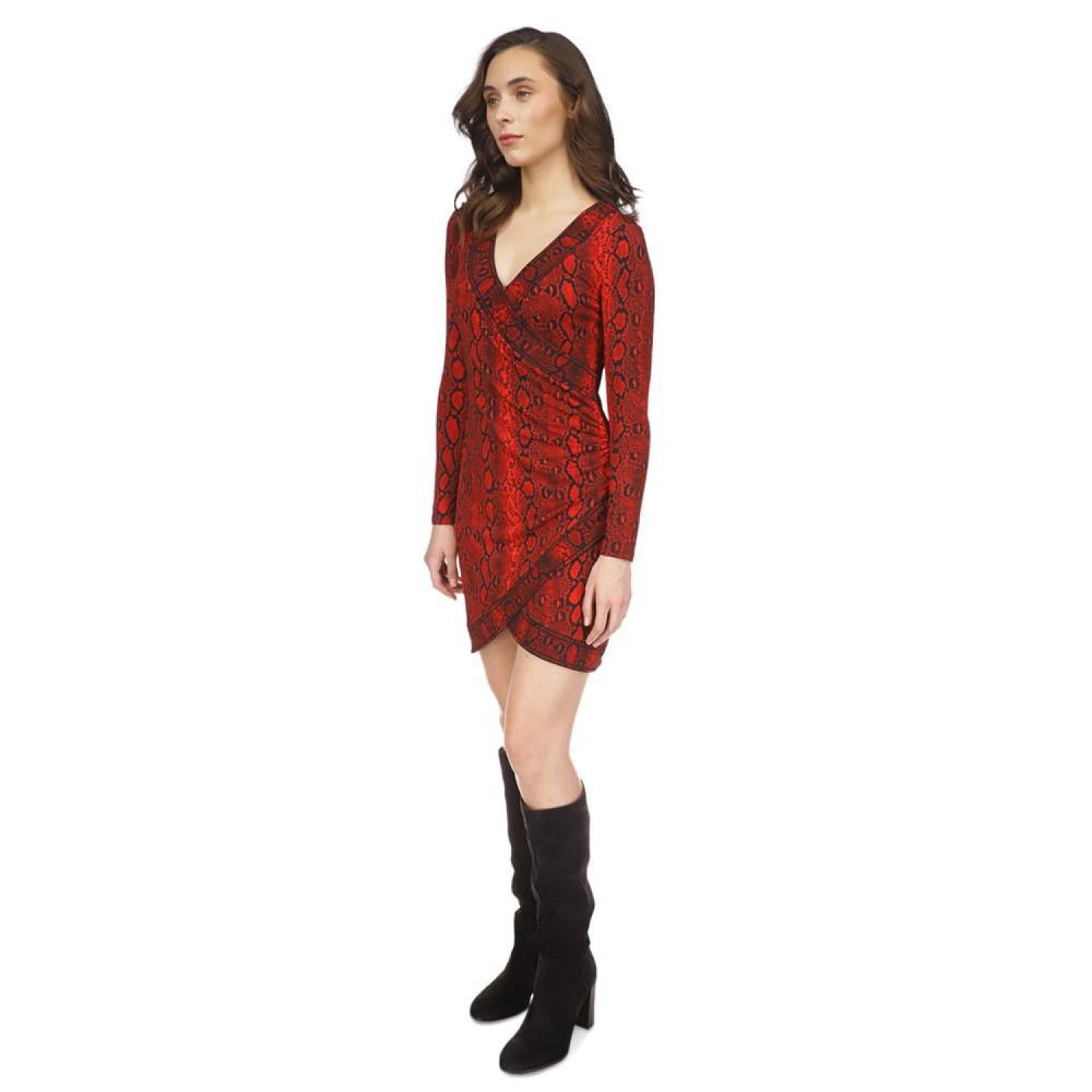 MICHAEL Petite Crossover Border Snakeskin-Print Mini Dress