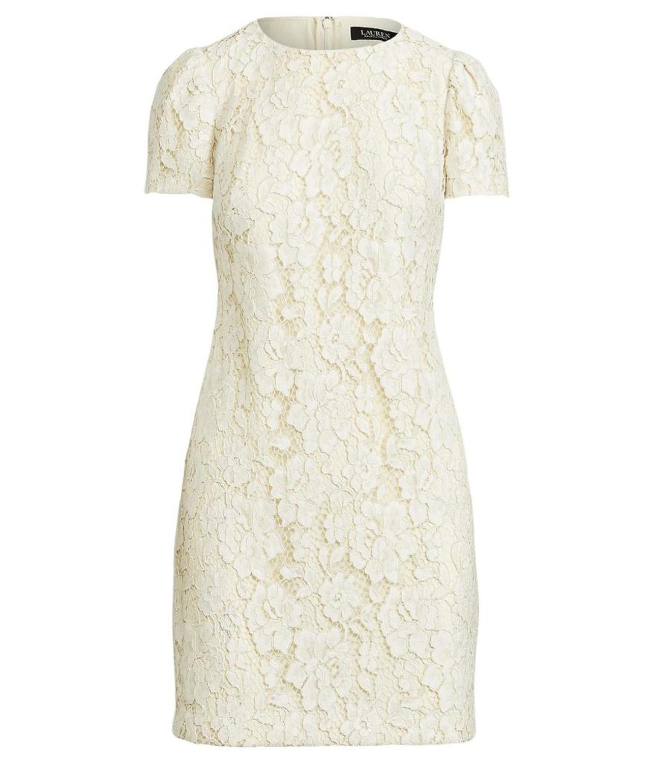 Puff-Sleeve Lace Cocktail Dress