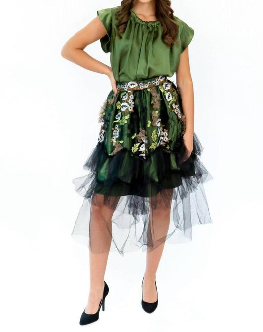 Everette Skirt In Emerald Meadow