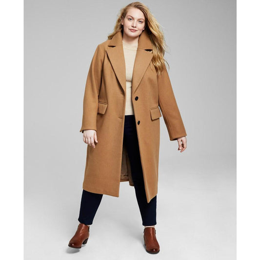 Women's Plus Size Single-Breasted Coat, Created for Macy's