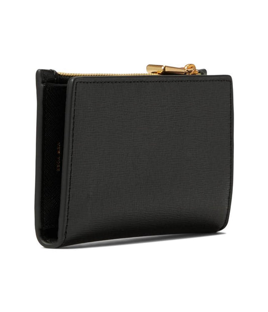 Morgan Bow Embellished Saffiano Leather Small Slim Bifold Wallet