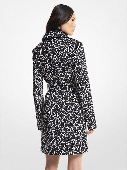 Animal Print Stretch Crepe Trench Coat