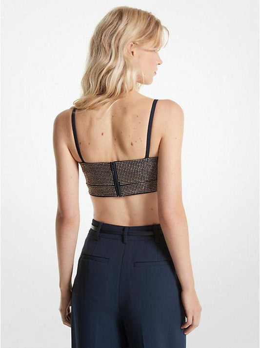 Embellished Stretch Crepe Bustier Top