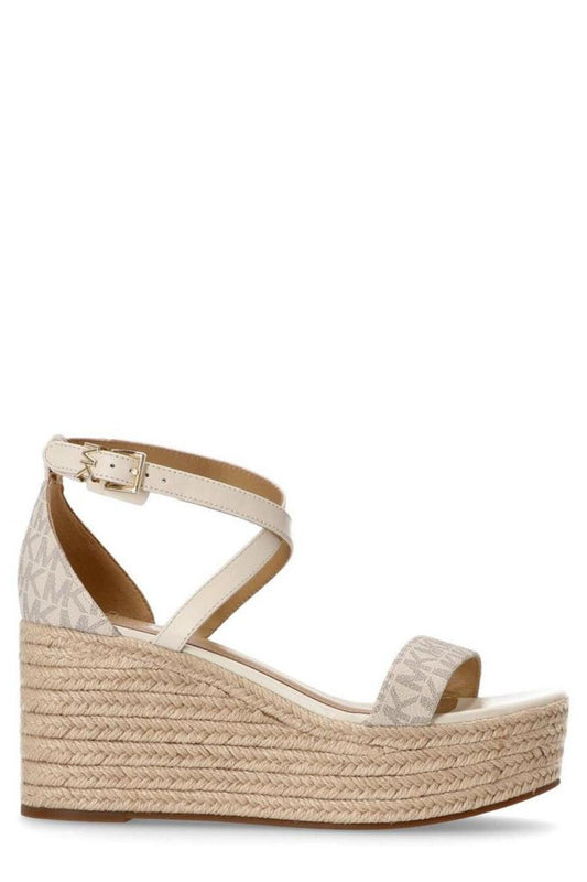 Michael Michael Kors Serena Logo Printed Wedge Sandals