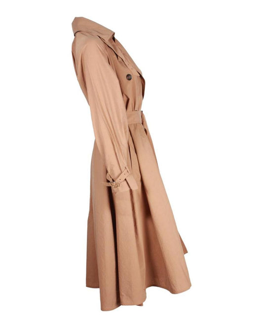 Max Mara Double-Breasted Trench Coat in Brown Cotton