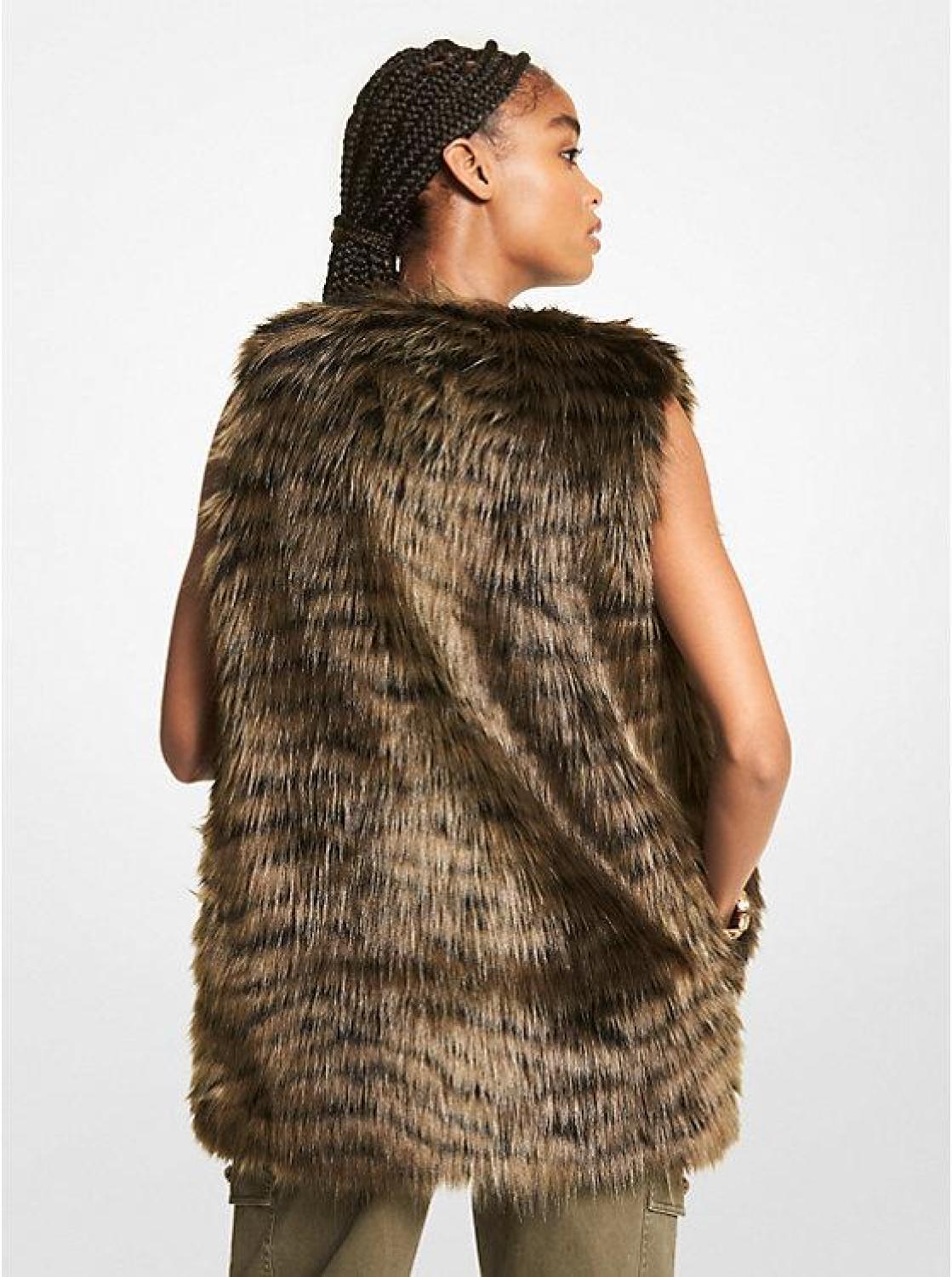 Tiger Print Faux Fur Vest