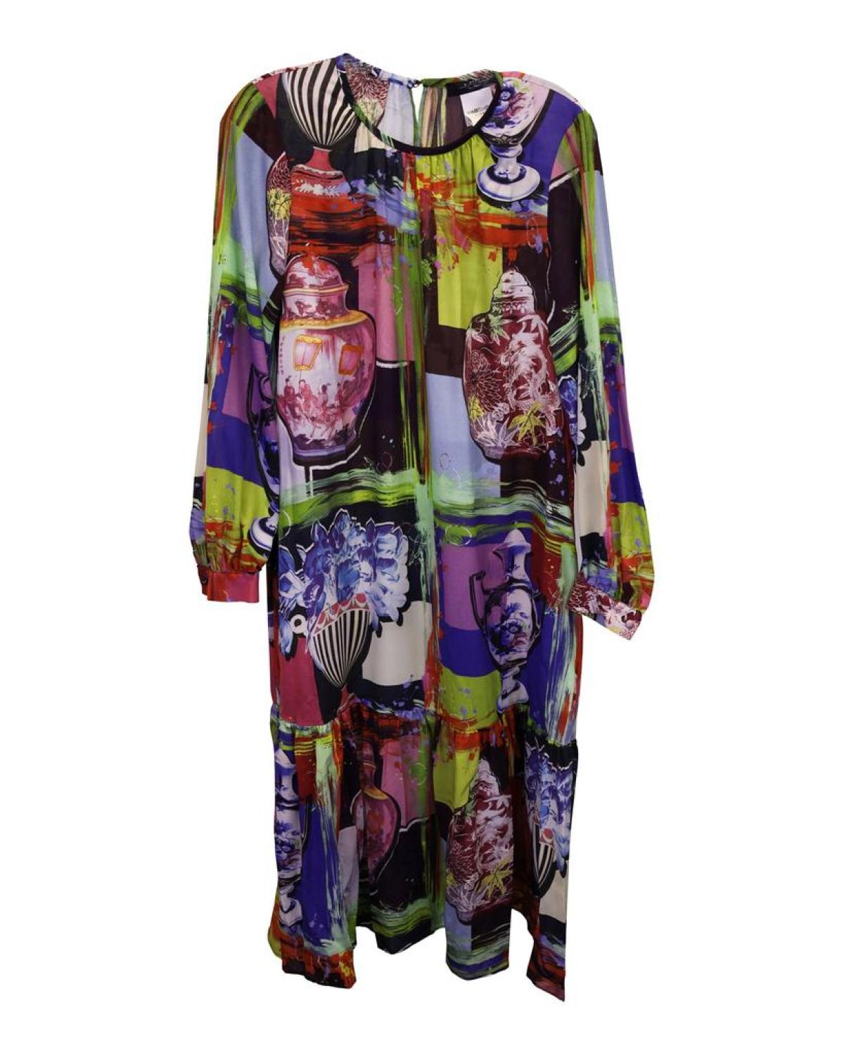 Weekend Max Mara Cassino Printed Midi Dress in Multicolor Silk