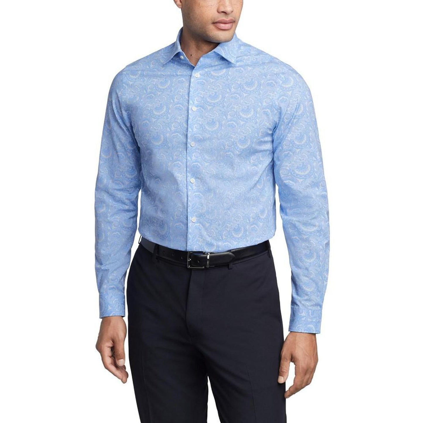 Men's Regular Fit Comfort Stretch Print Dress Shirt