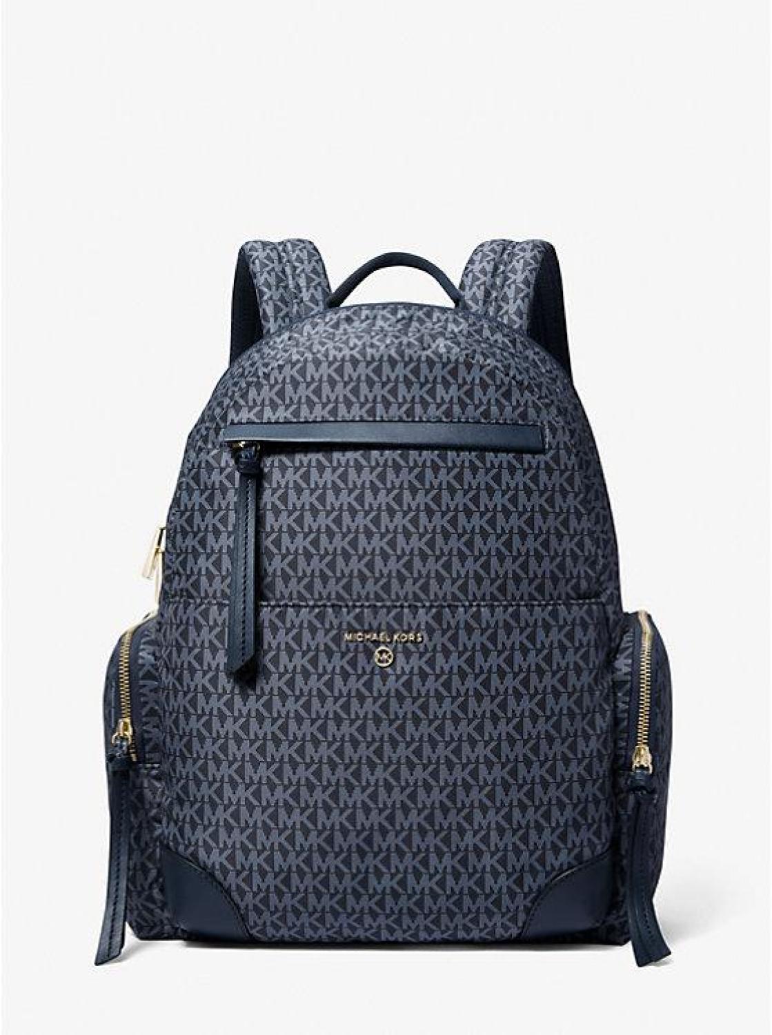 Prescott Large Signature Logo Print Woven Backpack