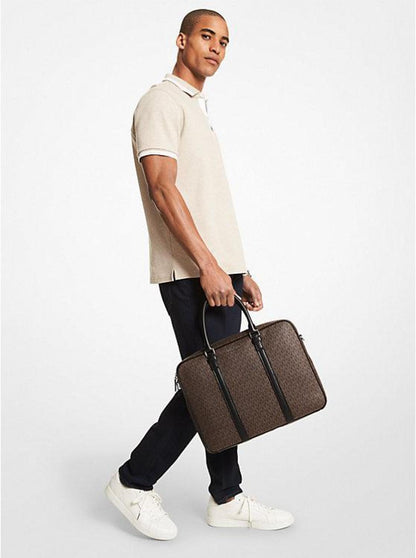 Hudson Logo and Leather Briefcase