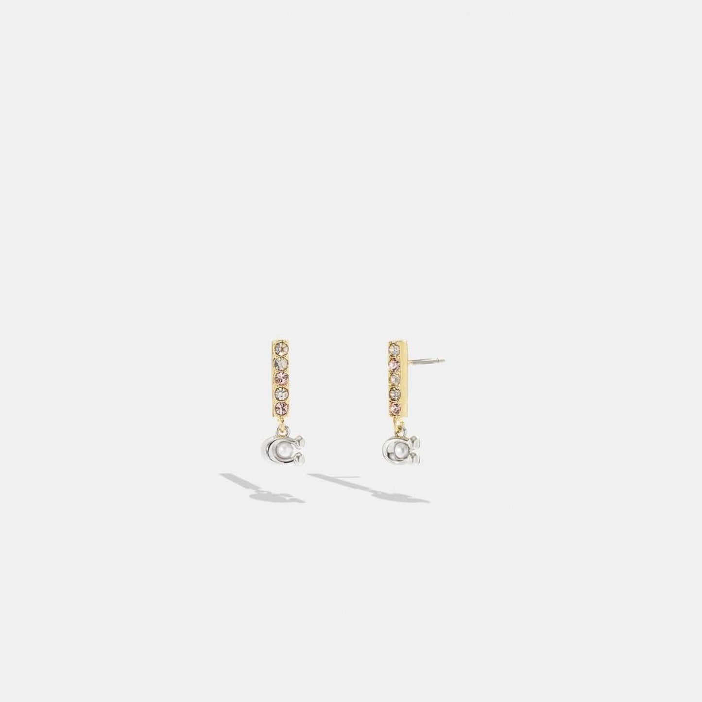 Coach Outlet Signature Pavé Bar Huggie Earrings