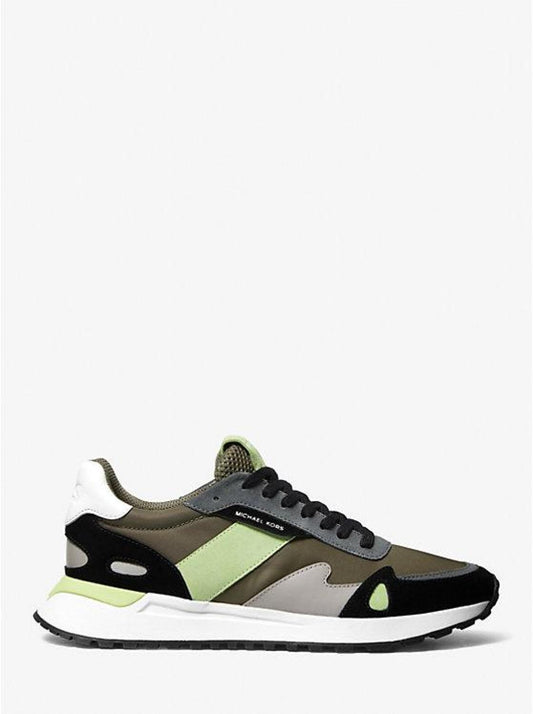 Miles Color-Block Nylon and Leather Trainer