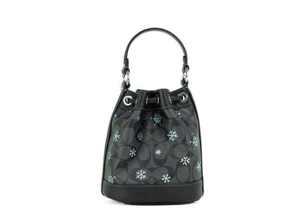 COACH Dempsey 15 Small Snowflake Print Graphite Coated Canvas Bucket Women's Bag