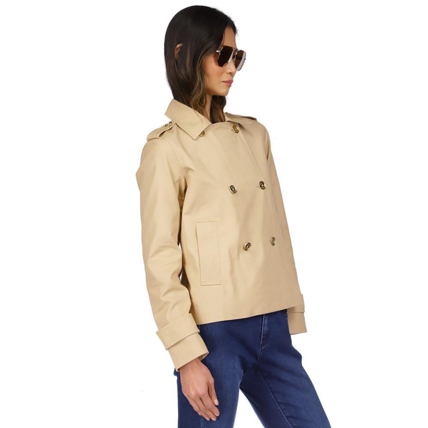 Women's Cotton Twill Cropped Peacoat, Regular & Petite