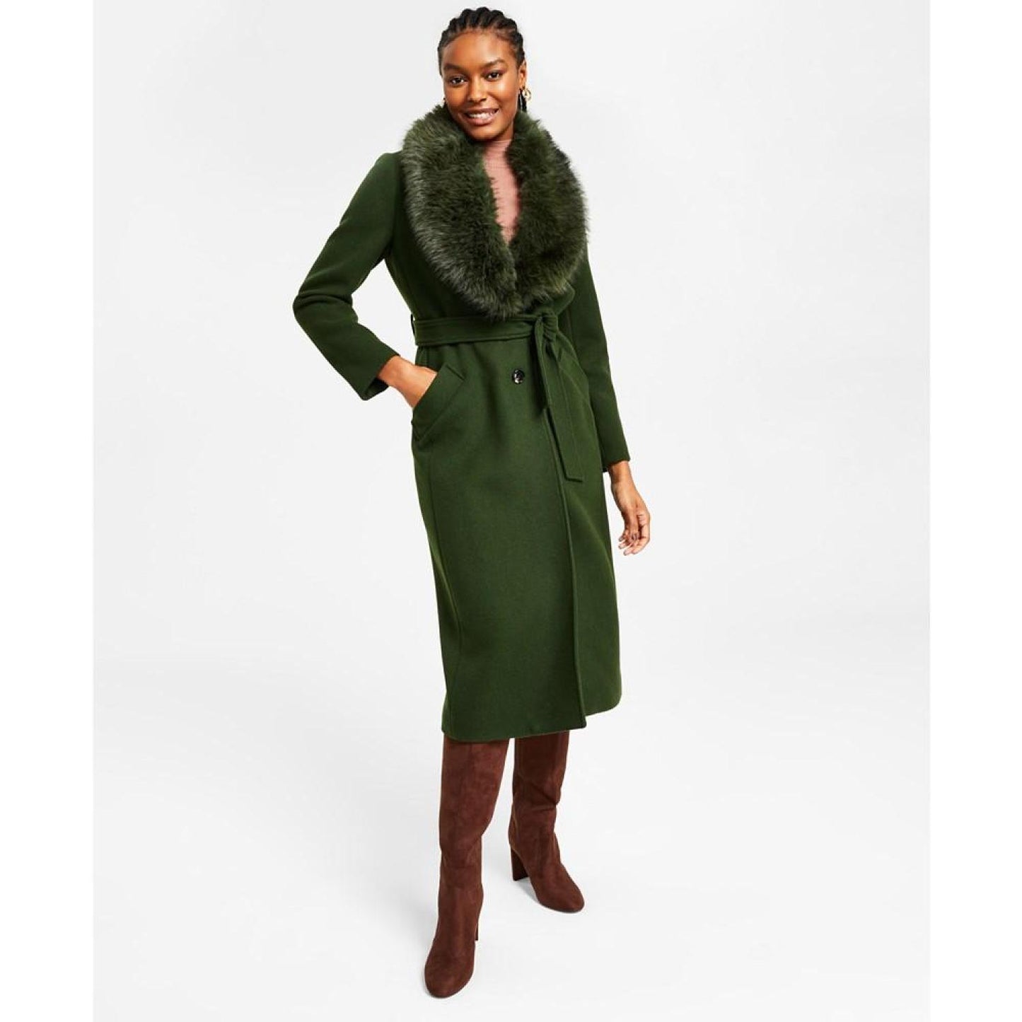 Women's Wool Blend Belted Coat