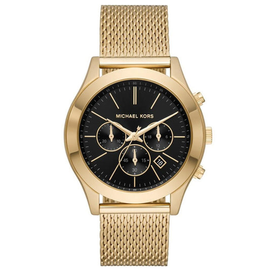 Men's Slim Runway Chronograph Gold-Tone Stainless Steel Mesh Bracelet Watch 44mm