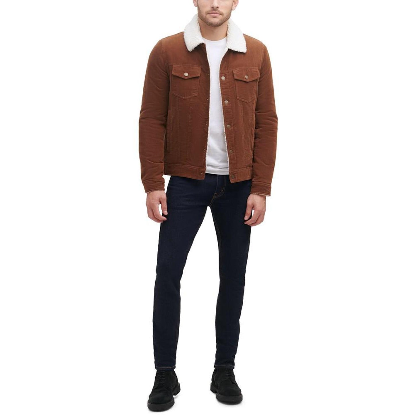 Men's Corduroy Bomber Jacket with Sherpa Collar