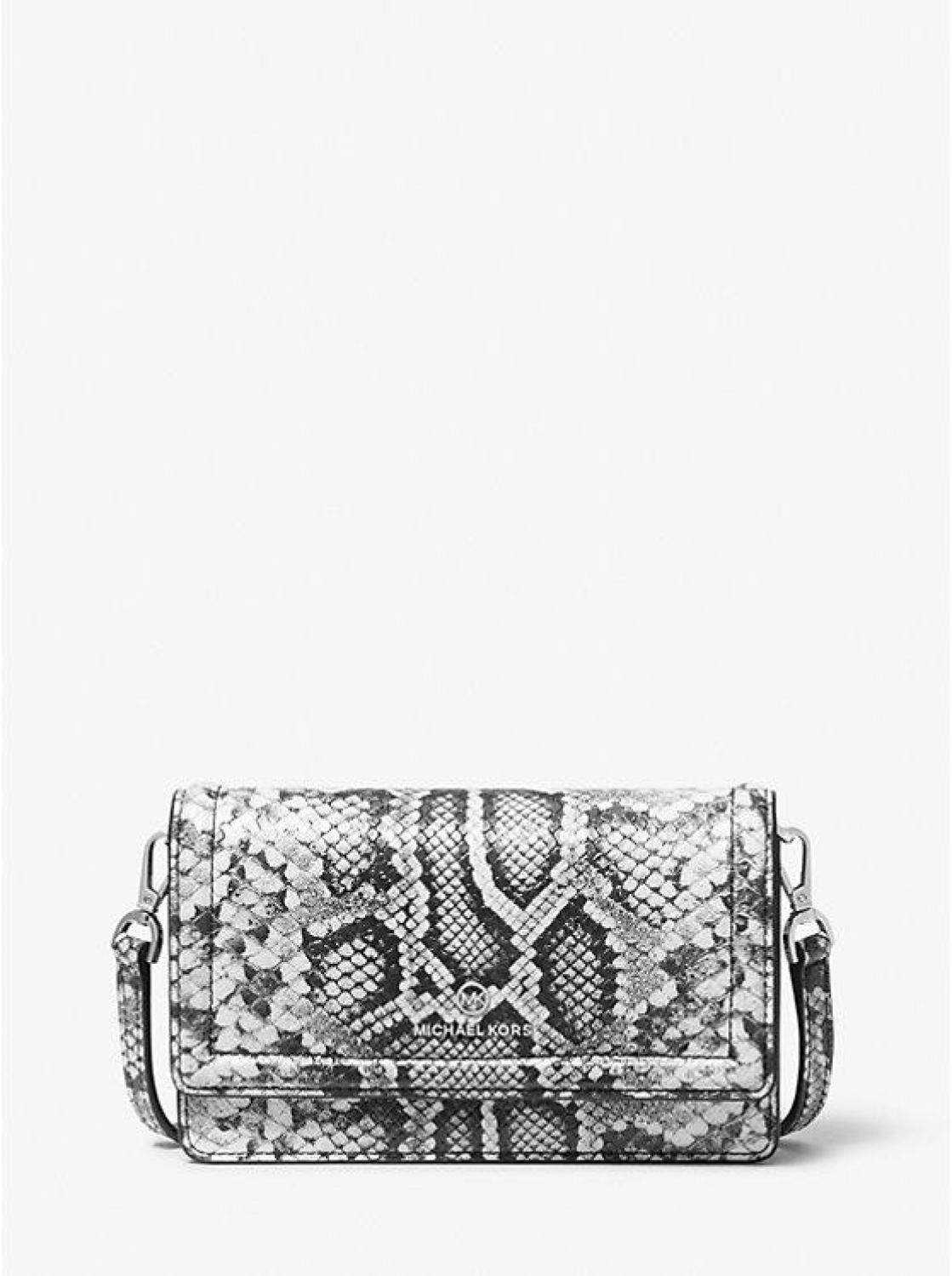 Jet Set Small Snake Embossed Leather Smartphone Crossbody Bag