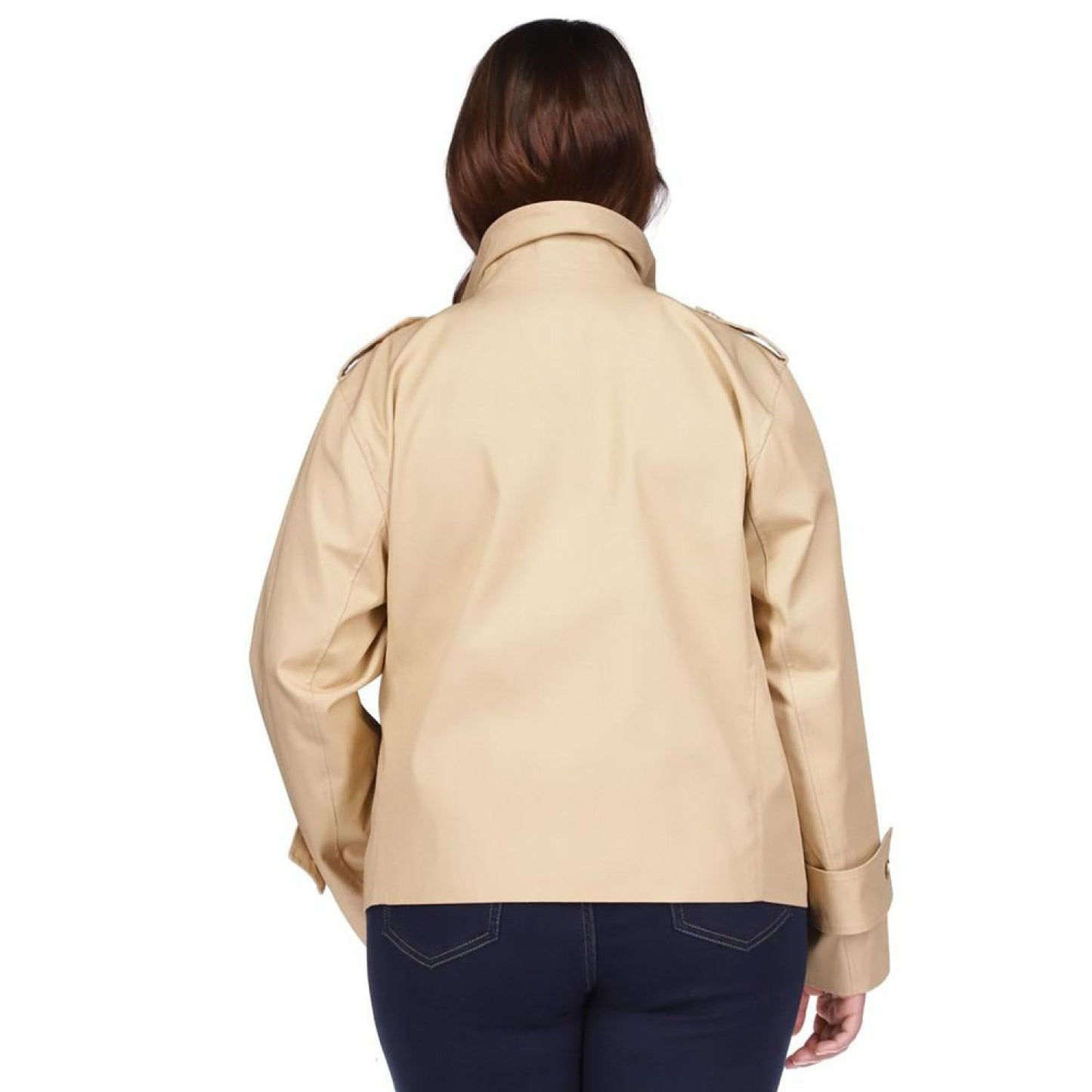 Plus Size Cropped Double-Breasted Peacoat