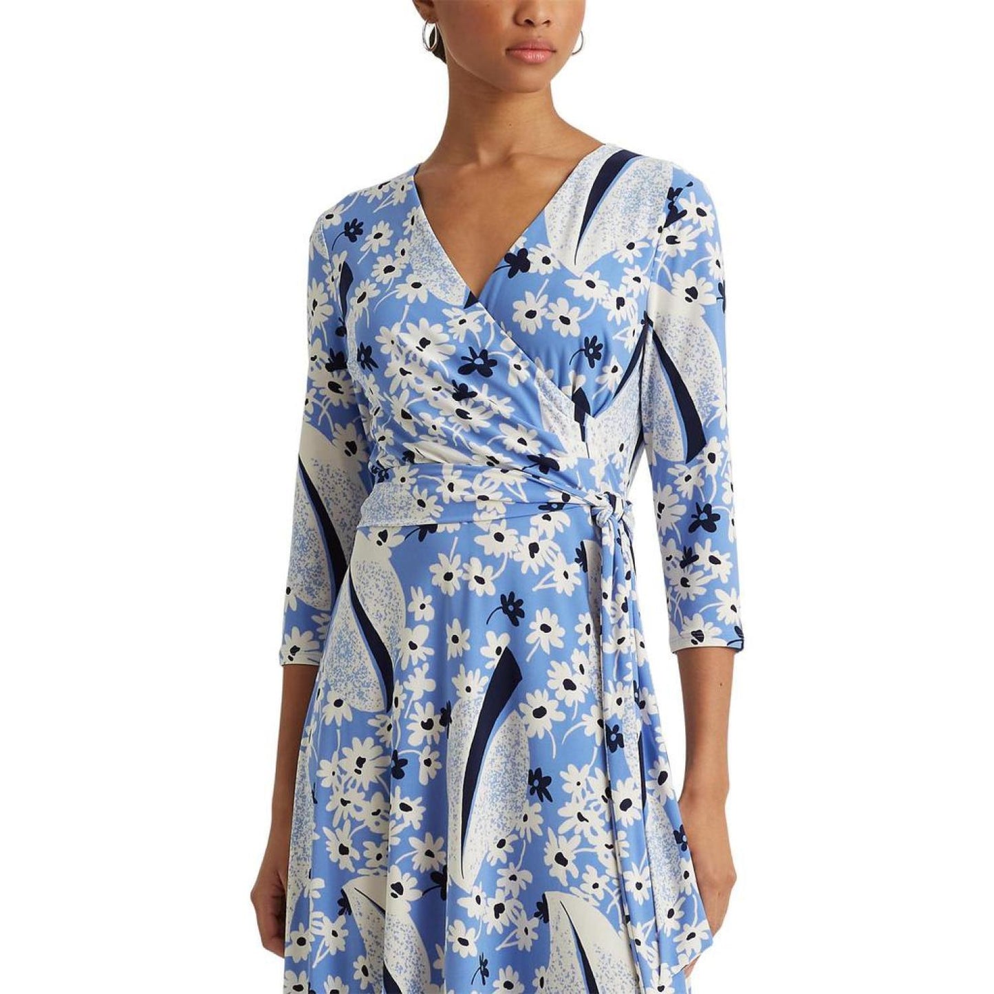 Floral Surplice Jersey Dress