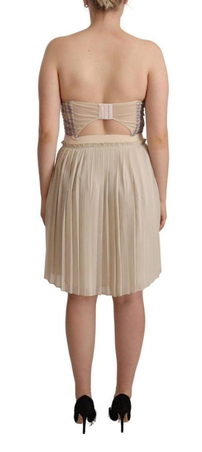 Guess  Checke Pleated A-line Strapless Bustier Women's Dress