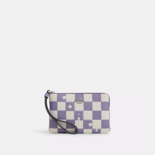 Coach Outlet Corner Zip Wristlet With Checkerboard Print