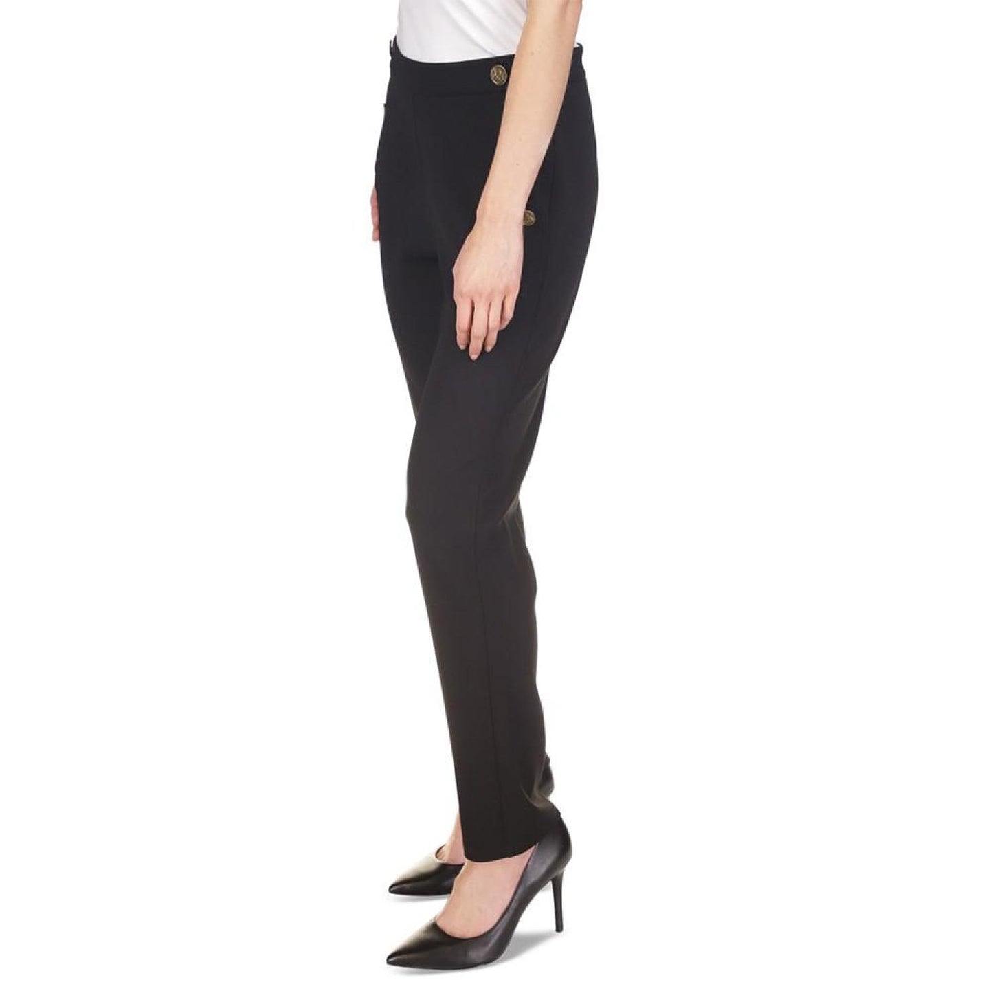 Women's Button High-Rise Ankle Pants