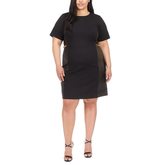 Plus Size Faux Leather Chain Dress