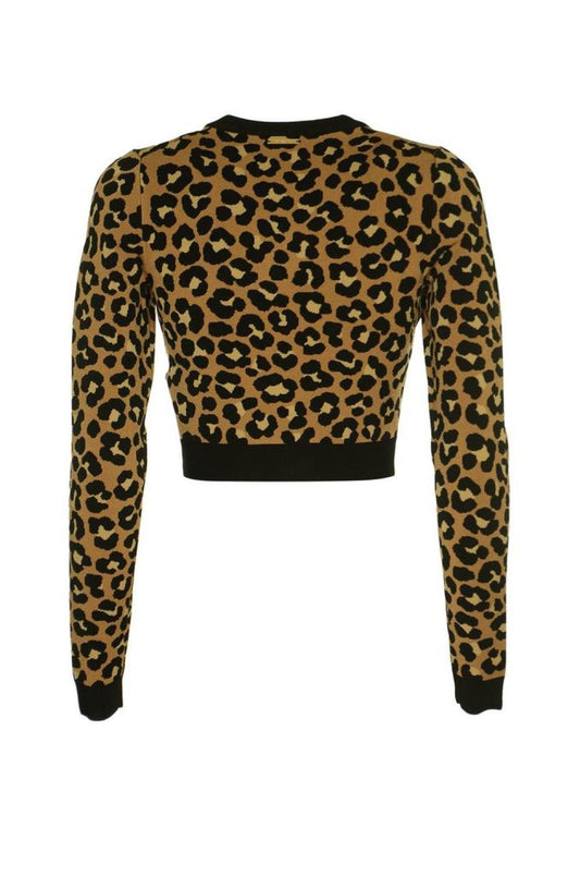 Michael Michael Kors Leopard Jacquard Zip-Up Cardigan