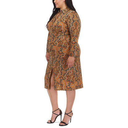 Plus Size Paisley Snap-Front Shirtdress