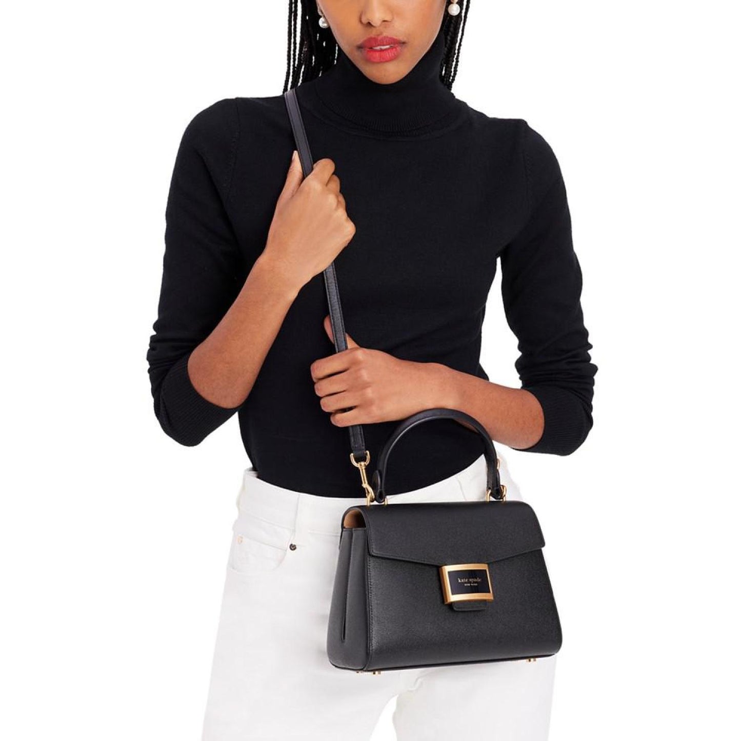 Katy Textured Leather Small Top Handle Crossbody