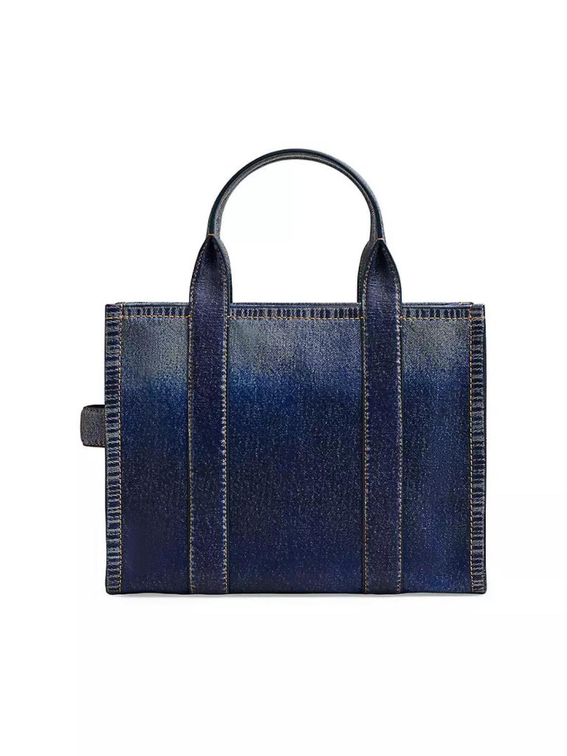 The Medium Denim-Printed Leather Tote Bag