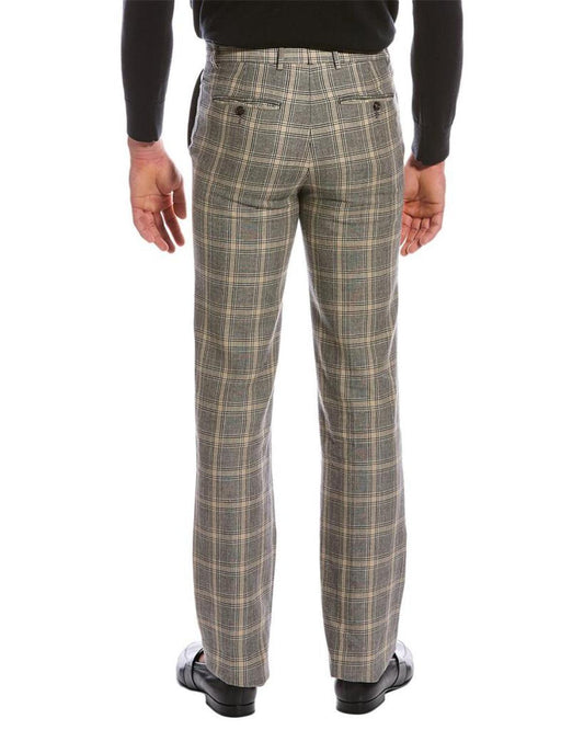 Gucci Prince Of Wales Linen & Wool-Blend Trouser